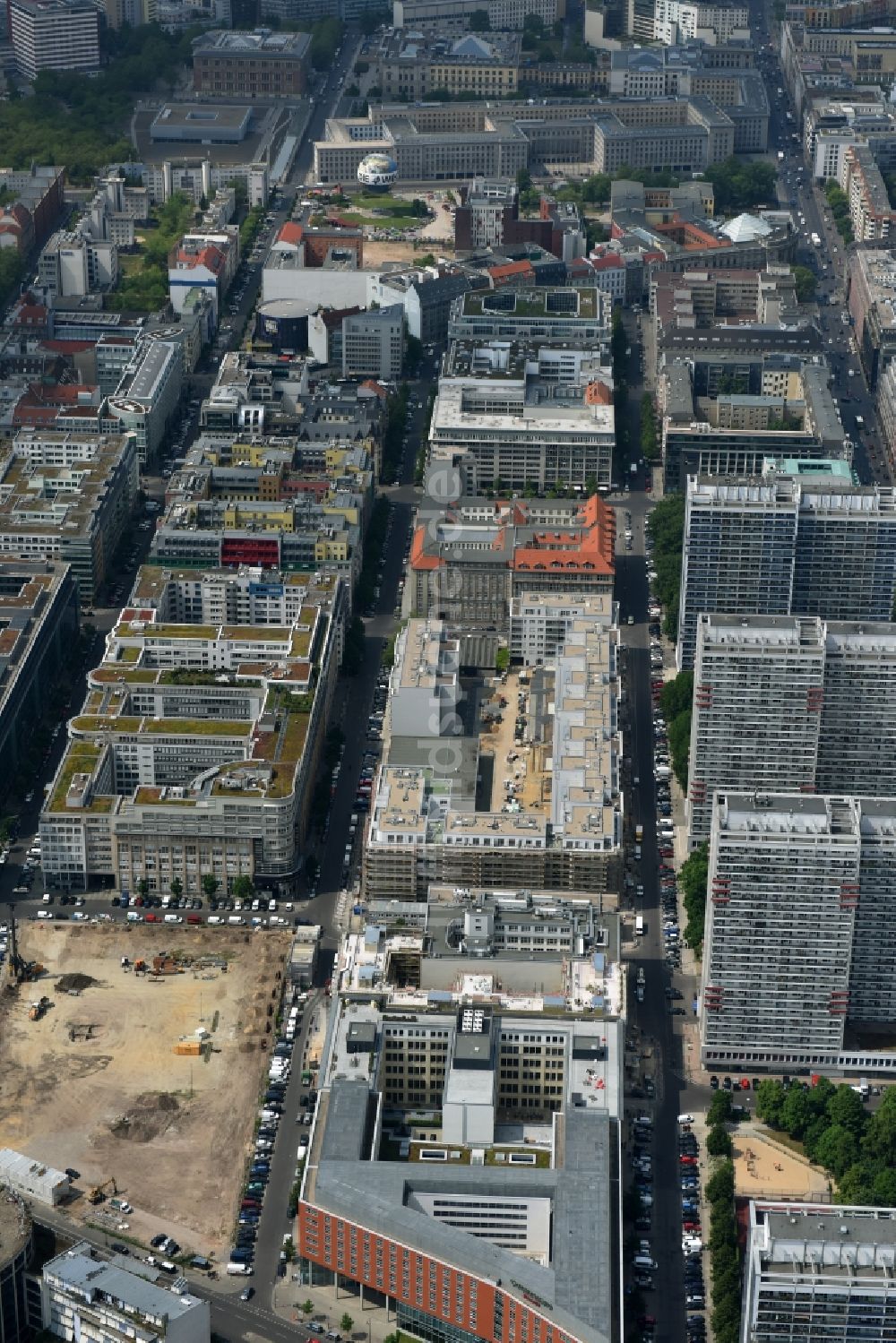 Luftaufnahme Berlin - Baustelle Markgrafenkarree in der Krausenstraße-Jerusalemer Straße in Berlin