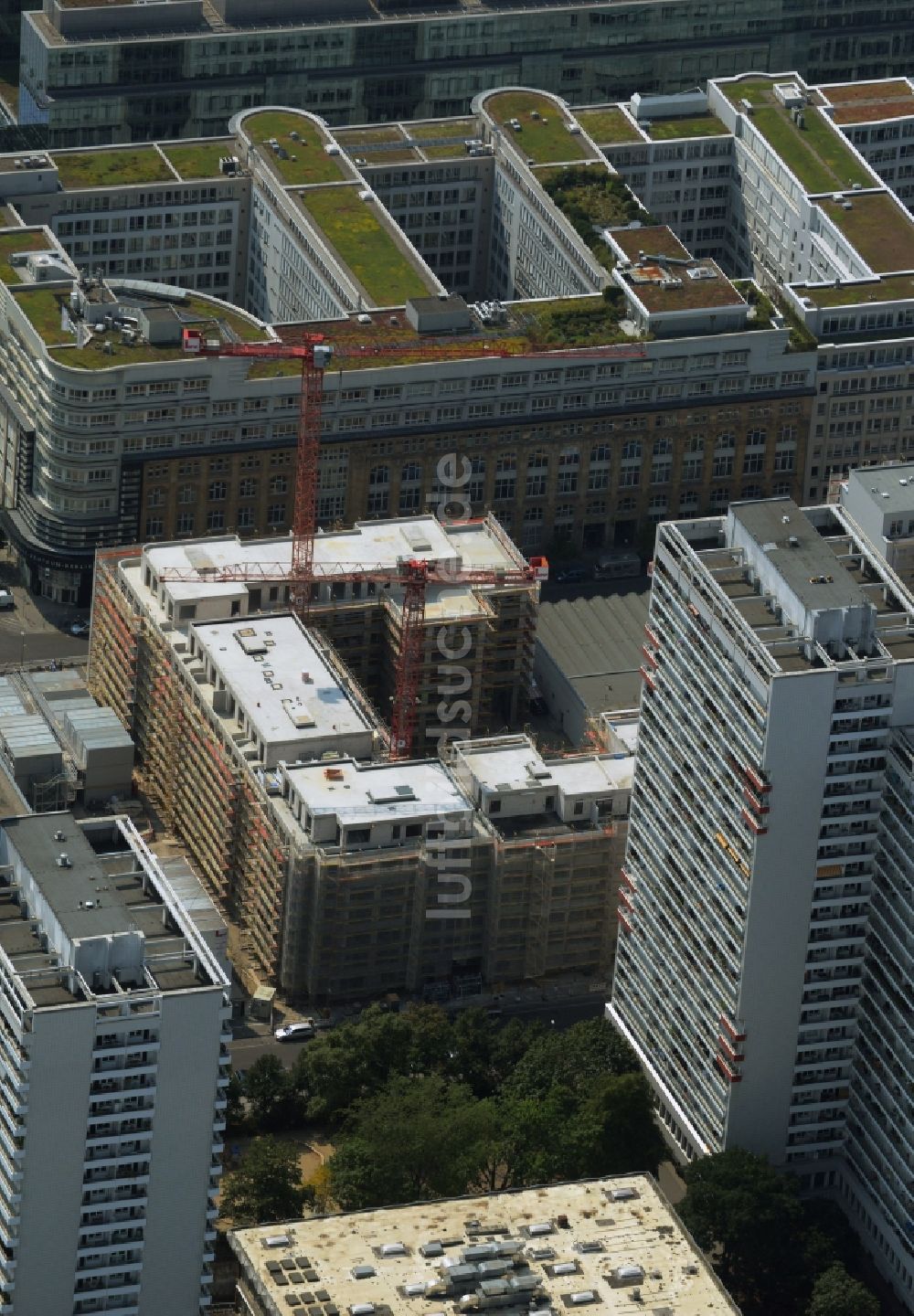 Luftbild Berlin - Baustelle Markgrafenkarree in der Krausenstraße - Schützenstraße Jerusalemer Straße in Berlin