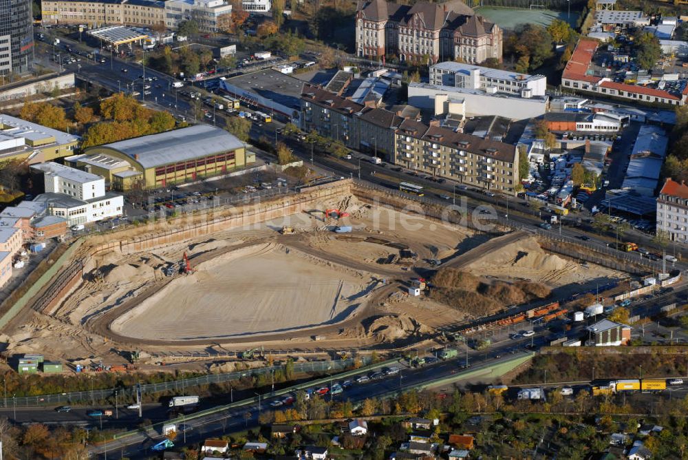 Luftaufnahme Berlin - Baustelle Möbelhaus Kraft am Sachsendamm in Berlin-Schöneberg