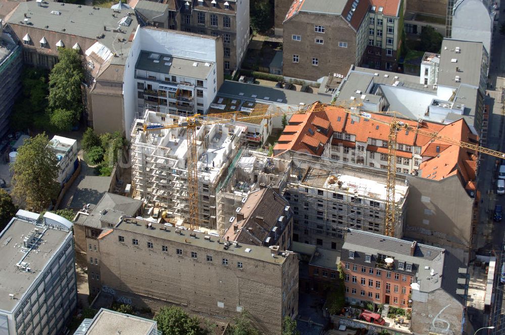 Luftaufnahme Berlin - Baustelle Mehrfamilienhaus in Berlin-Mitte