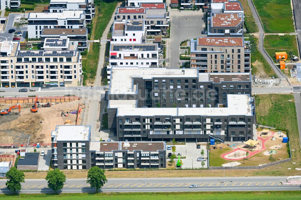 Wolfsburg von oben - Baustelle Mehrfamilienhaussiedlung Steimker Gärten - Drei Gärten im Ortsteil Hellwinkel in Wolfsburg im Bundesland Niedersachsen, Deutschland