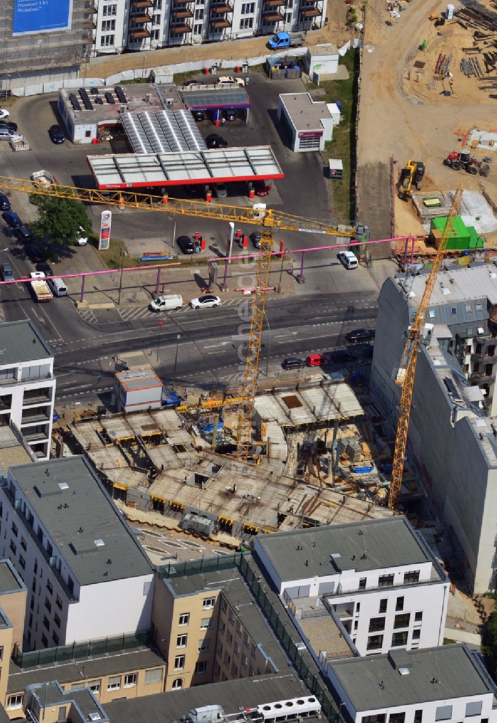 Luftbild Berlin - Baustelle des Merika-Hotel in der Chausseestraße im Stadtbezirk Mitte von Berlin