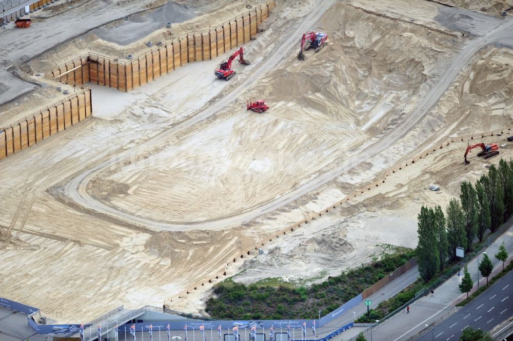 Luftaufnahme Berlin - Baustelle Messe Veranstaltungsstätte City Cube am Messegelände in Berlin Charlottenburg