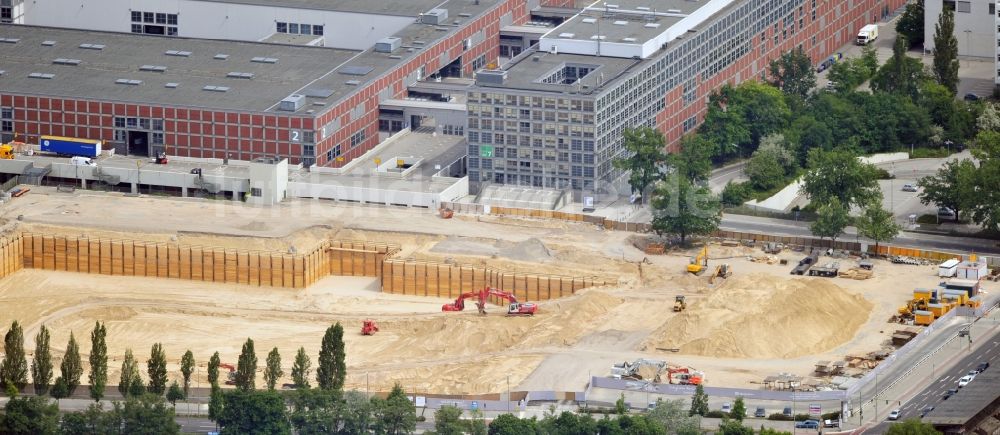 Luftbild Berlin - Baustelle Messe Veranstaltungsstätte City Cube am Messegelände in Berlin Charlottenburg