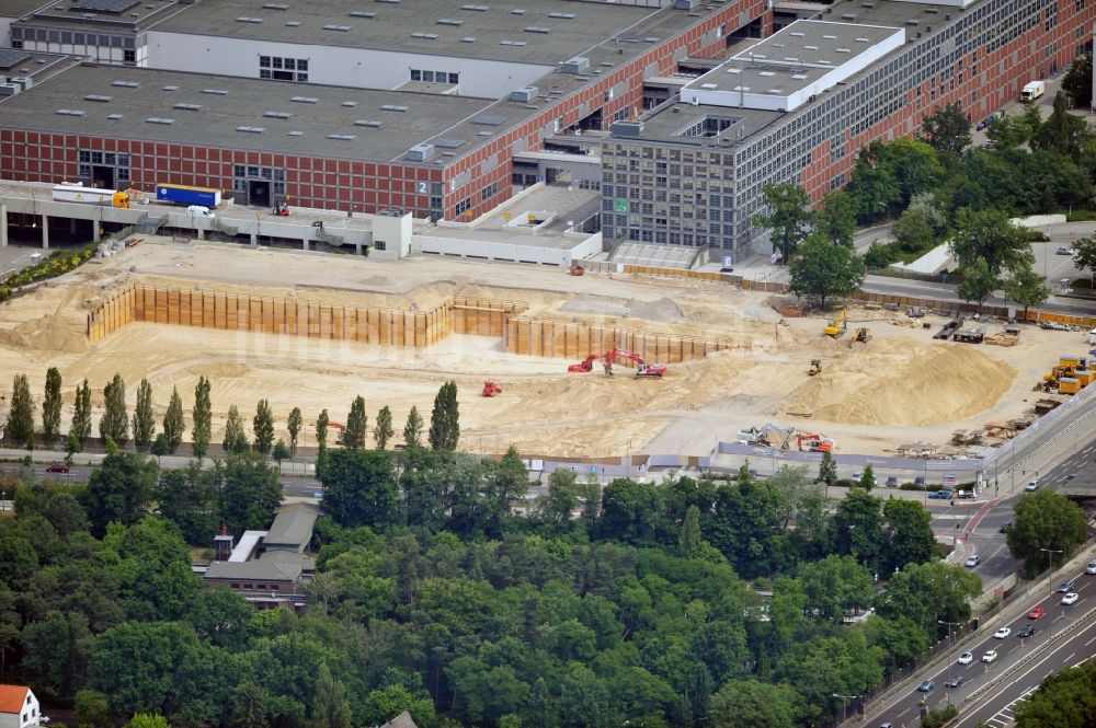 Luftaufnahme Berlin - Baustelle Messe Veranstaltungsstätte City Cube am Messegelände in Berlin Charlottenburg