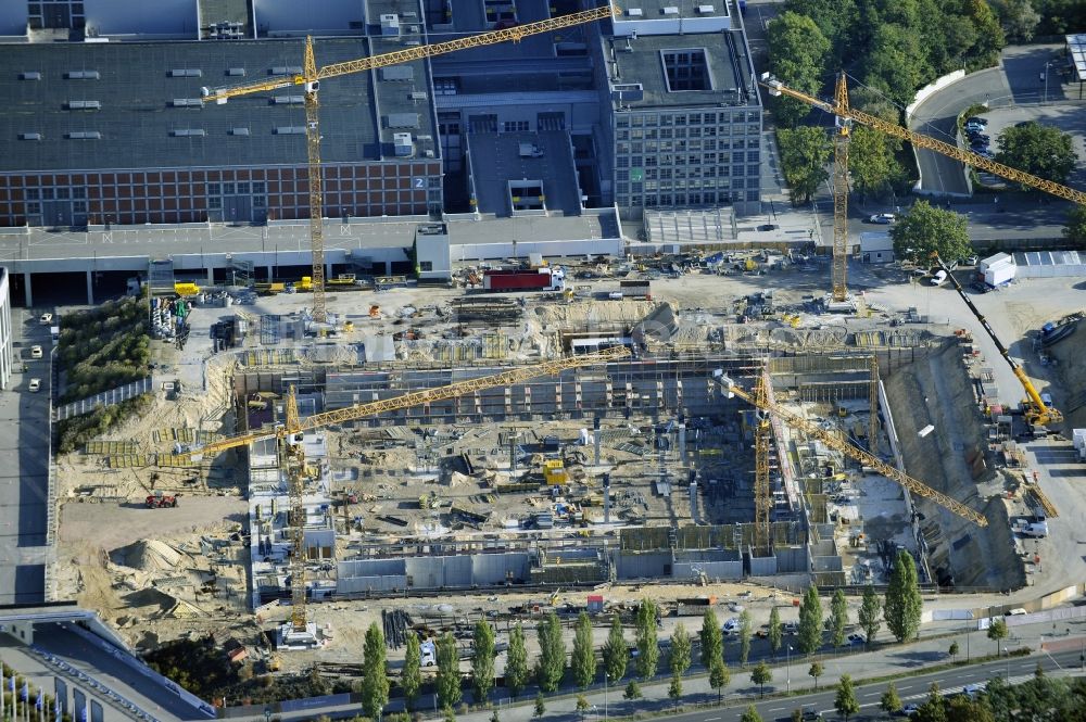 Luftbild Berlin - Baustelle Messe Veranstaltungsstätte City Cube am Messegelände in Berlin Charlottenburg