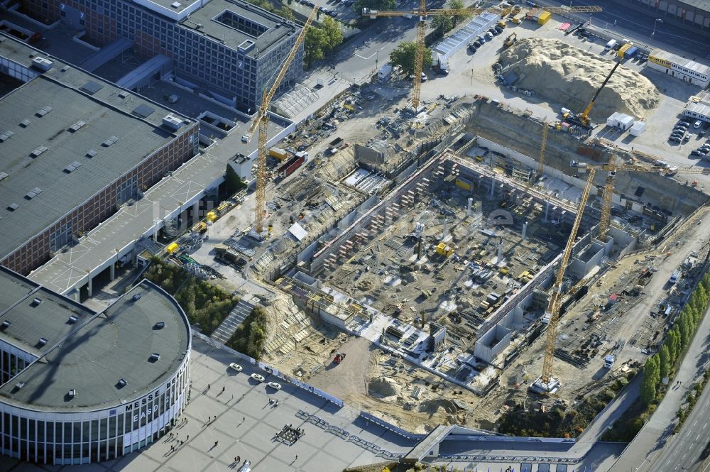 Luftaufnahme Berlin - Baustelle Messe Veranstaltungsstätte City Cube am Messegelände in Berlin Charlottenburg