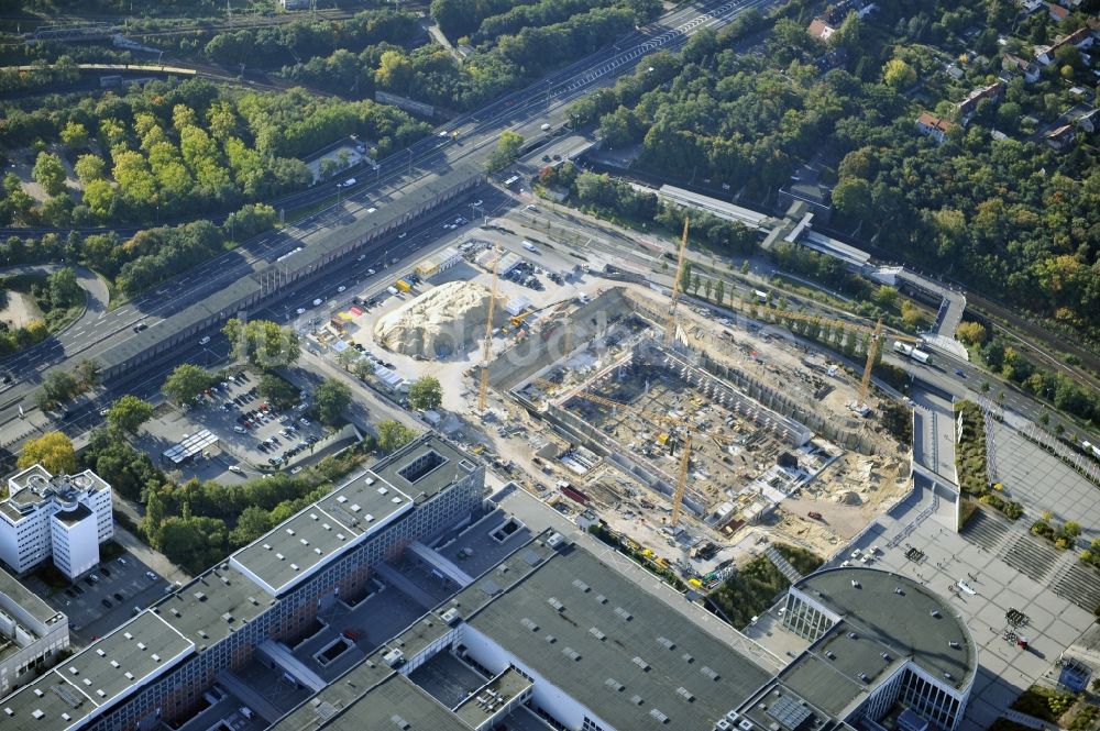 Berlin von oben - Baustelle Messe Veranstaltungsstätte City Cube am Messegelände in Berlin Charlottenburg