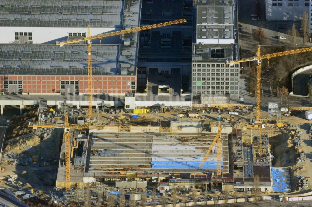 Luftaufnahme Berlin - Baustelle Messe Veranstaltungsstätte City Cube am Messegelände in Berlin Charlottenburg