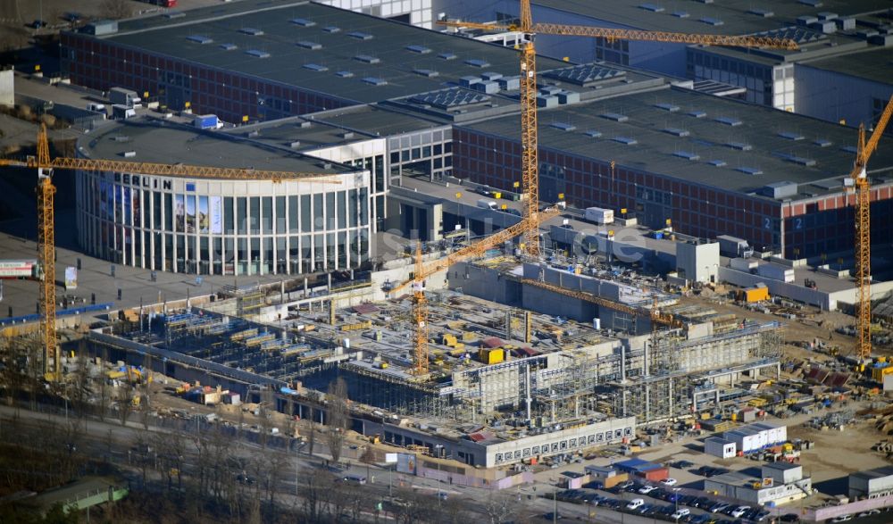 Luftaufnahme Berlin - Baustelle Messe Veranstaltungsstätte City Cube am Messegelände in Berlin Charlottenburg