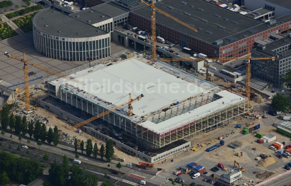 Luftbild Berlin - Baustelle Messe Veranstaltungsstätte City Cube am Messegelände in Berlin Charlottenburg