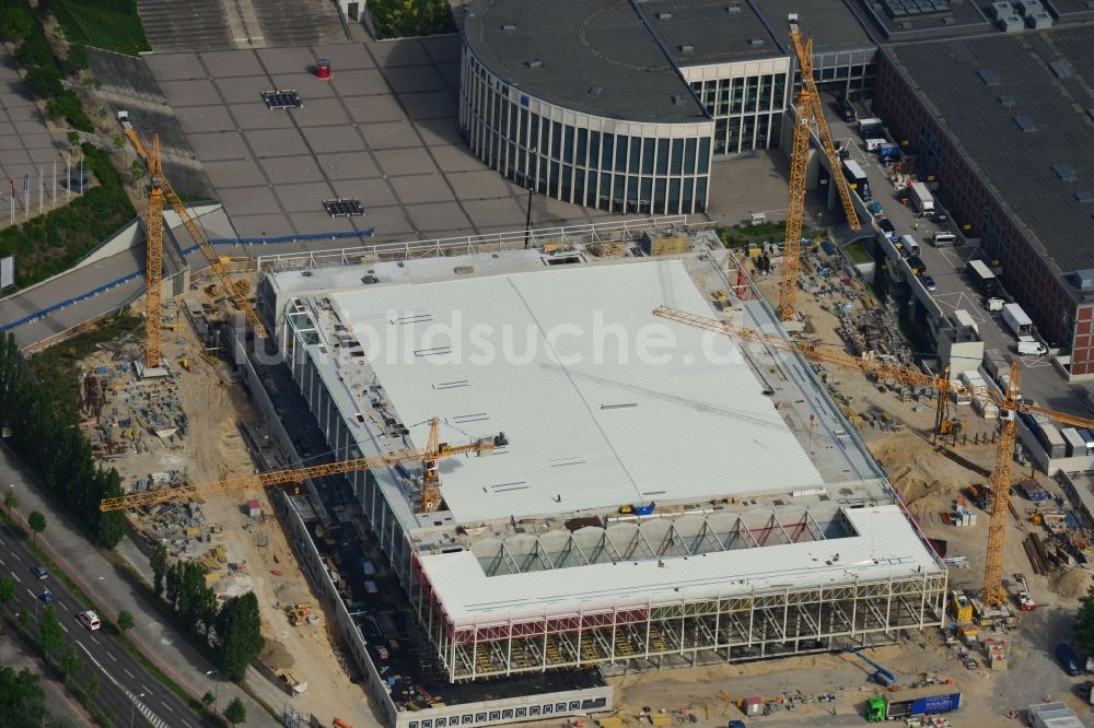 Luftaufnahme Berlin - Baustelle Messe Veranstaltungsstätte City Cube am Messegelände in Berlin Charlottenburg