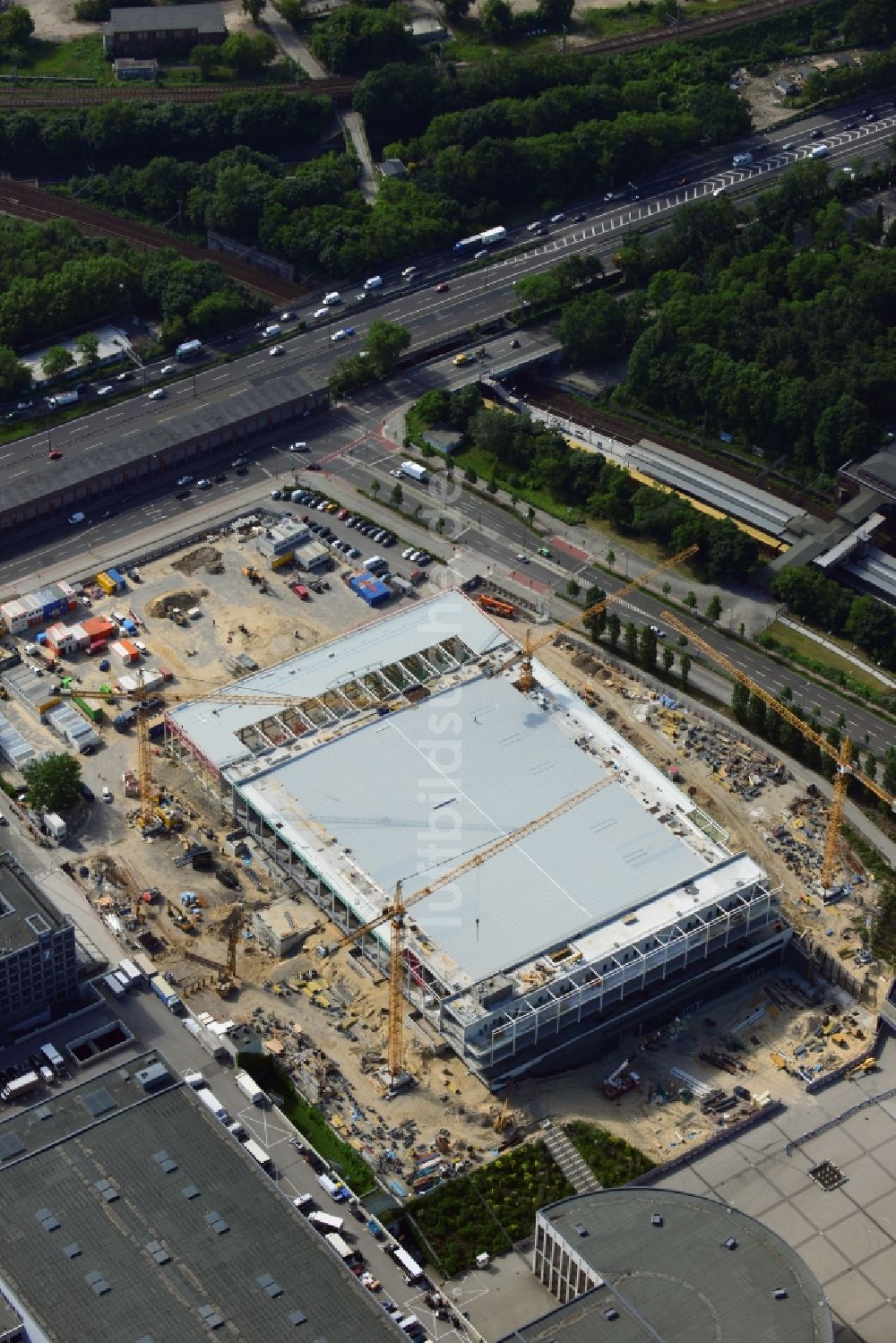 Luftbild Berlin - Baustelle Messe Veranstaltungsstätte City Cube am Messegelände in Berlin Charlottenburg