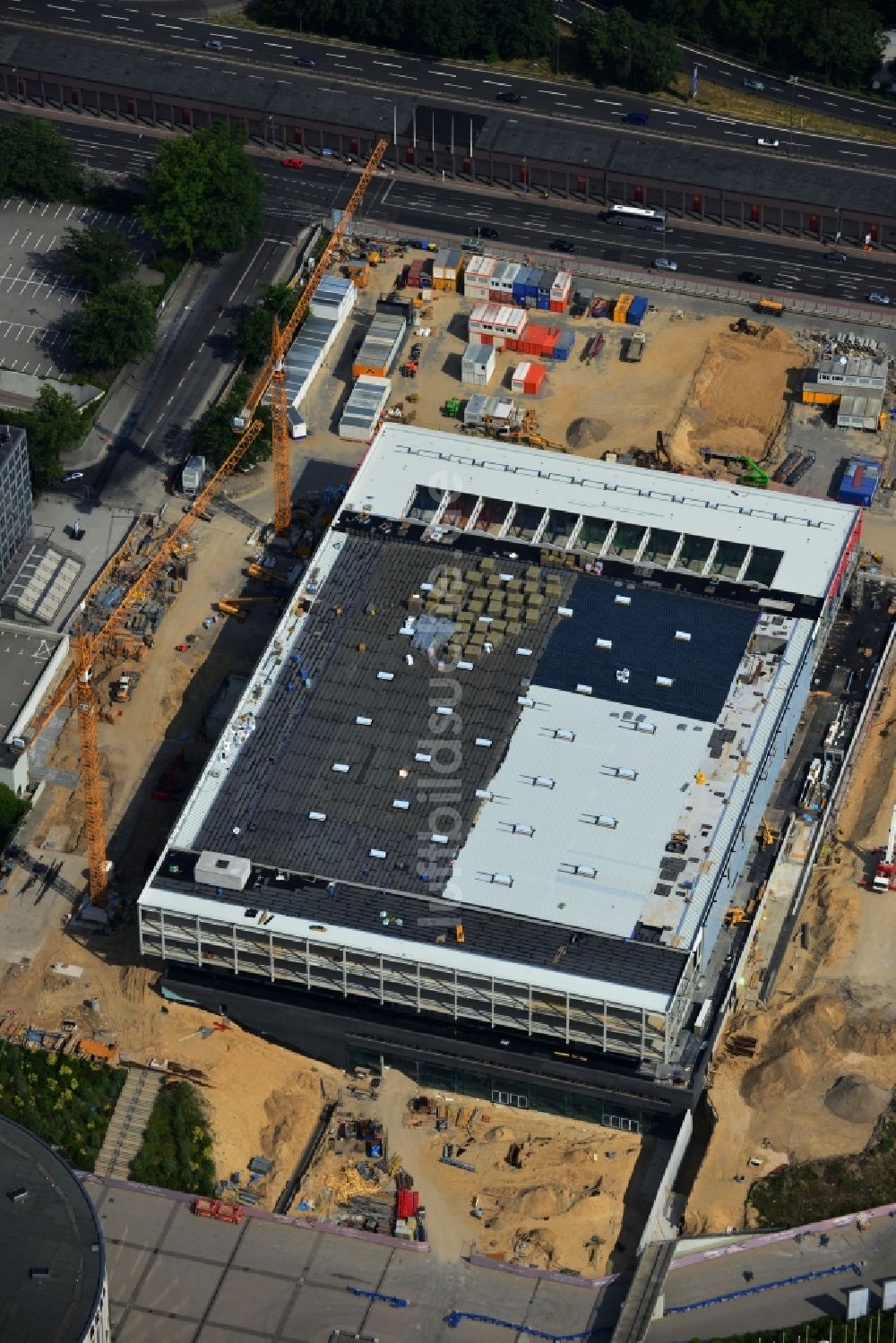 Luftbild Berlin - Baustelle Messe Veranstaltungsstätte City Cube am Messegelände in Berlin Charlottenburg