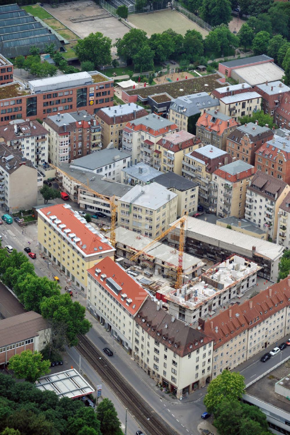 Stuttgart aus der Vogelperspektive: Baustelle eines Mietwohnungshauses in der Bebelstraße in Stuttgart