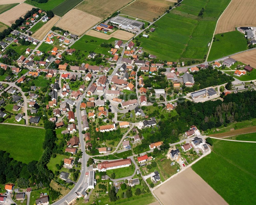 Luftaufnahme Ablach - Baustelle Mischbebauung eines Wohngebiets mit Mehrfamilienhäusern und Einfamilienhäusern in Ablach im Bundesland Baden-Württemberg, Deutschland