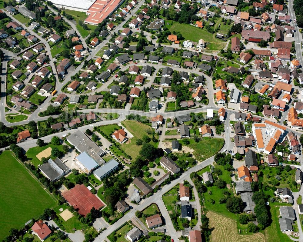 Luftaufnahme Ablach - Baustelle Mischbebauung eines Wohngebiets mit Mehrfamilienhäusern und Einfamilienhäusern in Ablach im Bundesland Baden-Württemberg, Deutschland