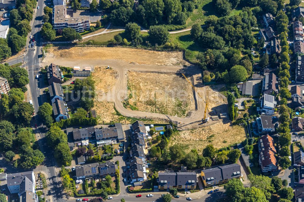 Luftbild Essen - Baustelle Mischbebauung eines Wohngebiets mit Mehrfamilienhäusern und Einfamilienhäusern in Essen im Bundesland Nordrhein-Westfalen, Deutschland