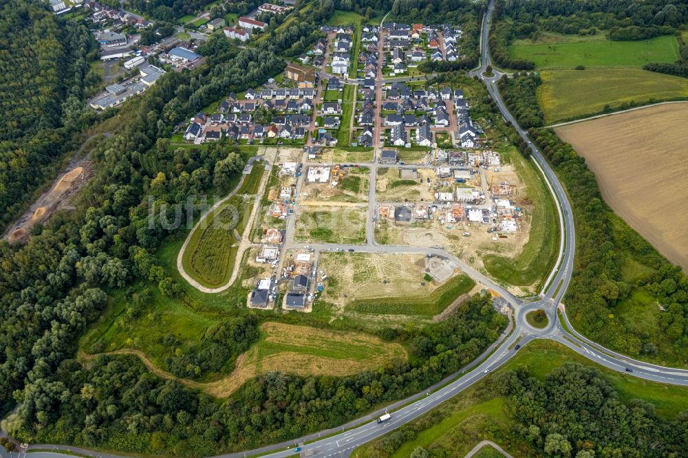 Hamm aus der Vogelperspektive: Baustelle Mischbebauung eines Wohngebiets mit Mehrfamilienhäusern und Einfamilienhäusern Heimshof Ost in Hamm im Bundesland Nordrhein-Westfalen, Deutschland