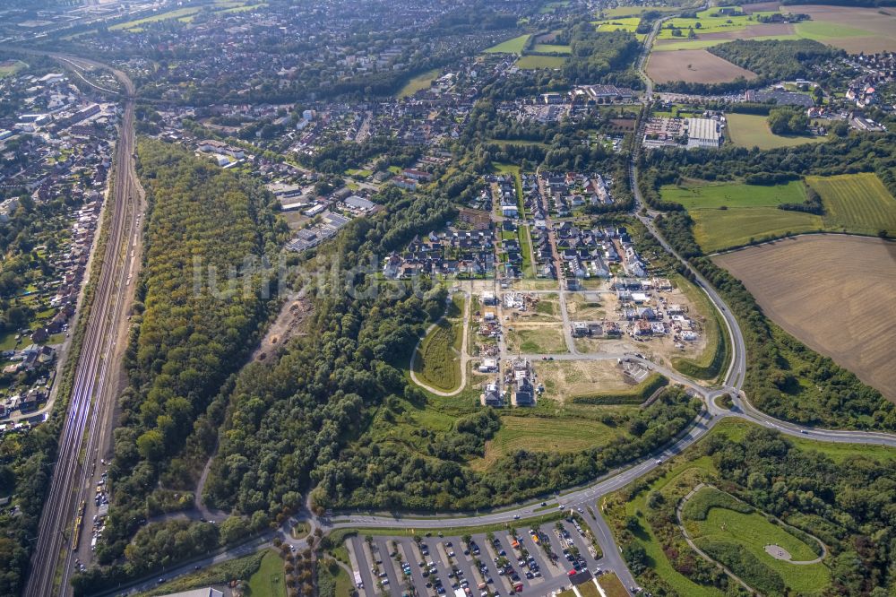 Hamm von oben - Baustelle Mischbebauung eines Wohngebiets mit Mehrfamilienhäusern und Einfamilienhäusern Heimshof Ost in Hamm im Bundesland Nordrhein-Westfalen, Deutschland