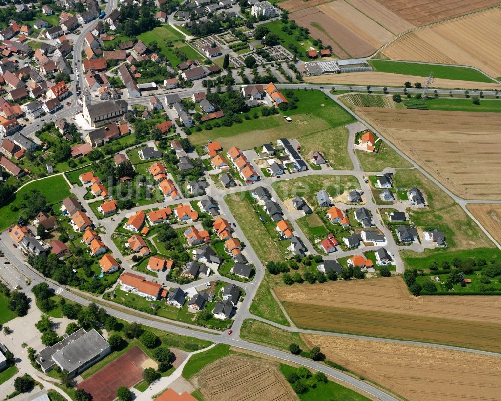 Herbertingen aus der Vogelperspektive: Baustelle Mischbebauung eines Wohngebiets mit Mehrfamilienhäusern und Einfamilienhäusern in Herbertingen im Bundesland Baden-Württemberg, Deutschland