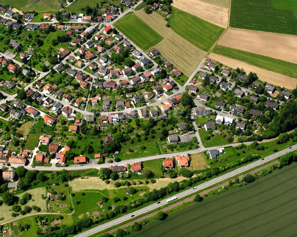 Horheim aus der Vogelperspektive: Baustelle Mischbebauung eines Wohngebiets mit Mehrfamilienhäusern und Einfamilienhäusern in Horheim im Bundesland Baden-Württemberg, Deutschland