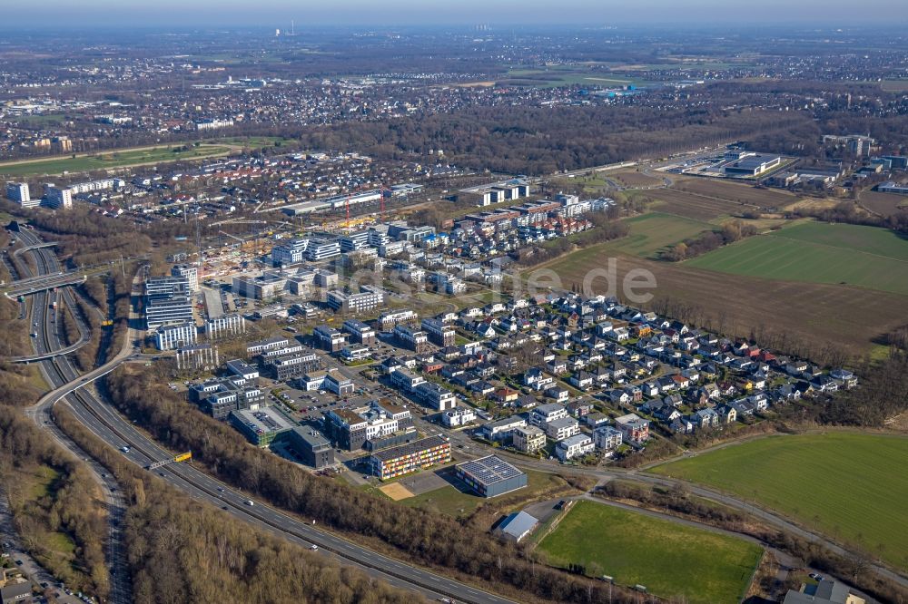 Luftaufnahme Dortmund - Baustelle Mischbebauung eines Wohngebiets mit Mehrfamilienhäusern und Einfamilienhäusern Lissaboner Allee - Londoner Bogen in Dortmund im Bundesland Nordrhein-Westfalen, Deutschland