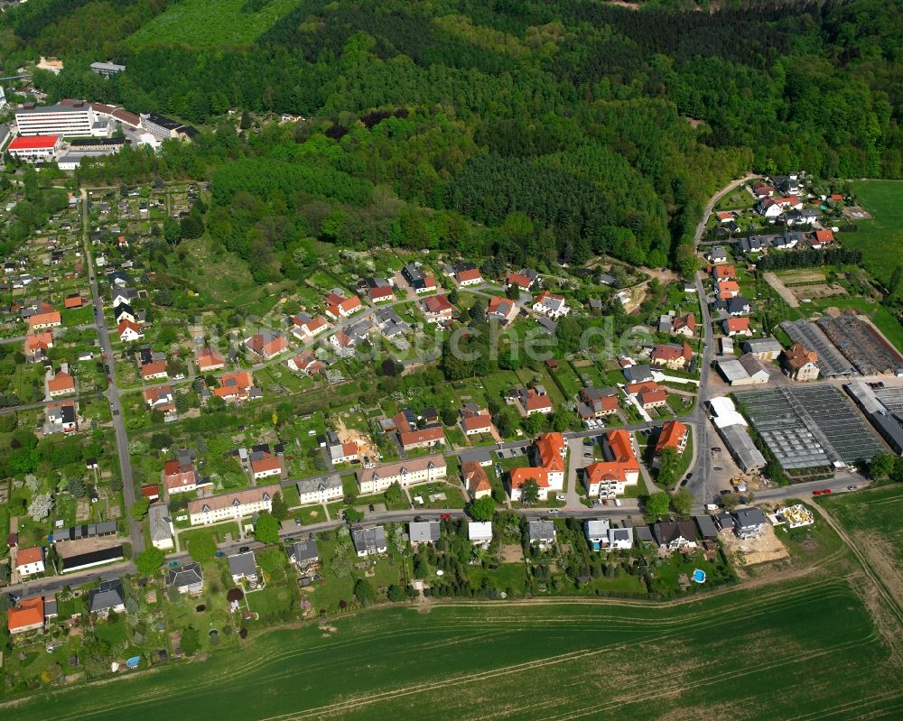 Luftbild Mittweida - Baustelle Mischbebauung eines Wohngebiets mit Mehrfamilienhäusern und Einfamilienhäusern in Mittweida im Bundesland Sachsen, Deutschland