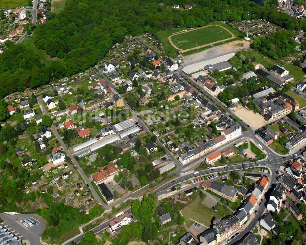 Mittweida von oben - Baustelle Mischbebauung eines Wohngebiets mit Mehrfamilienhäusern und Einfamilienhäusern in Mittweida im Bundesland Sachsen, Deutschland