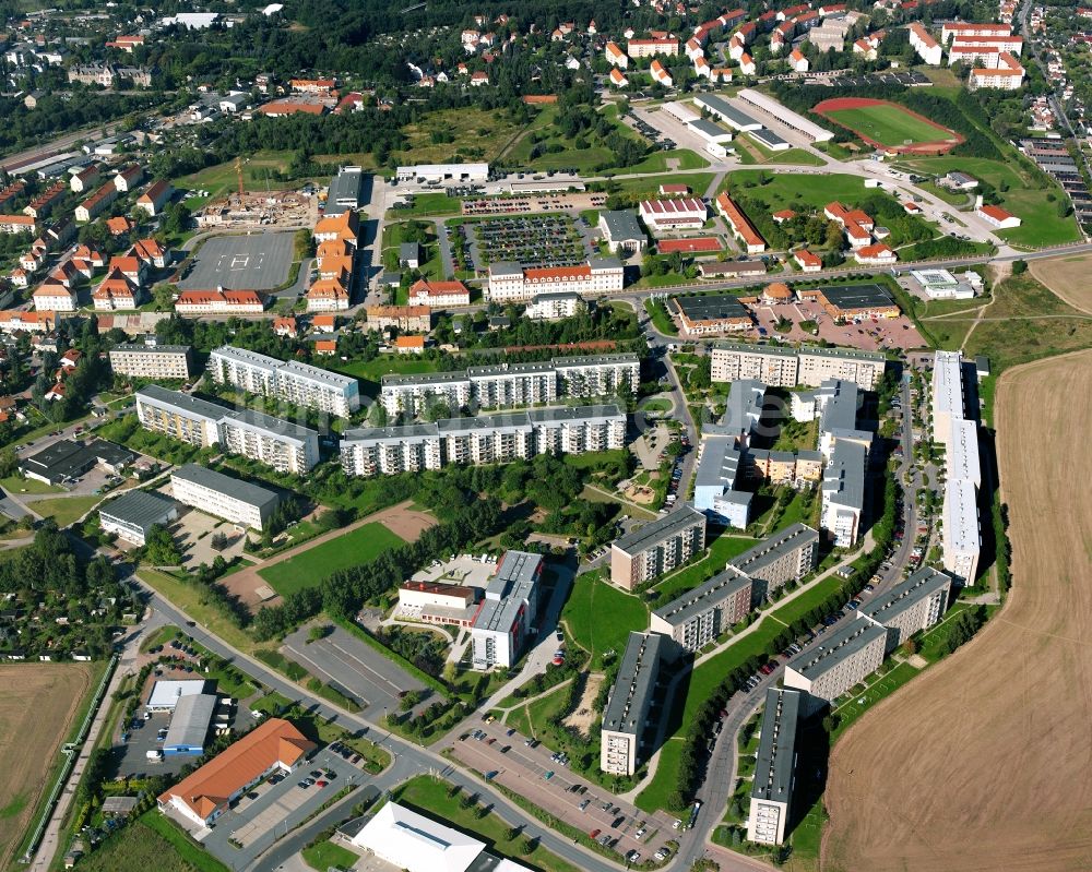 Luftaufnahme Neubau - Baustelle Mischbebauung eines Wohngebiets mit Mehrfamilienhäusern und Einfamilienhäusern in Neubau im Bundesland Sachsen, Deutschland