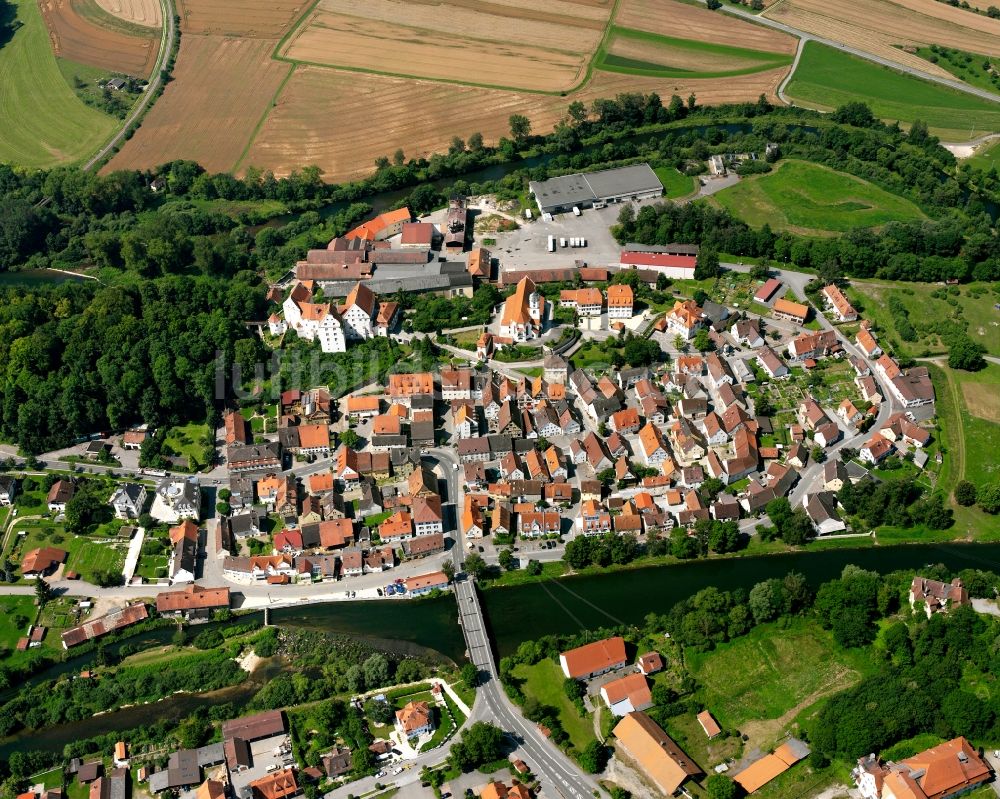 Scheer aus der Vogelperspektive: Baustelle Mischbebauung eines Wohngebiets mit Mehrfamilienhäusern und Einfamilienhäusern in Scheer im Bundesland Baden-Württemberg, Deutschland