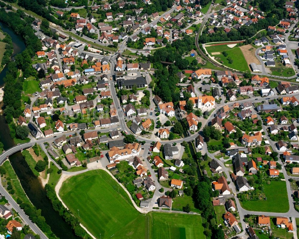 Luftaufnahme Sigmaringendorf - Baustelle Mischbebauung eines Wohngebiets mit Mehrfamilienhäusern und Einfamilienhäusern in Sigmaringendorf im Bundesland Baden-Württemberg, Deutschland