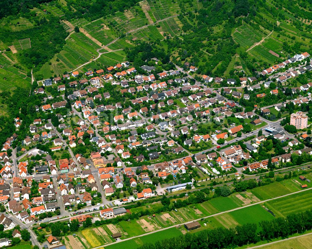 Unterjesingen von oben - Baustelle Mischbebauung eines Wohngebiets mit Mehrfamilienhäusern und Einfamilienhäusern in Unterjesingen im Bundesland Baden-Württemberg, Deutschland