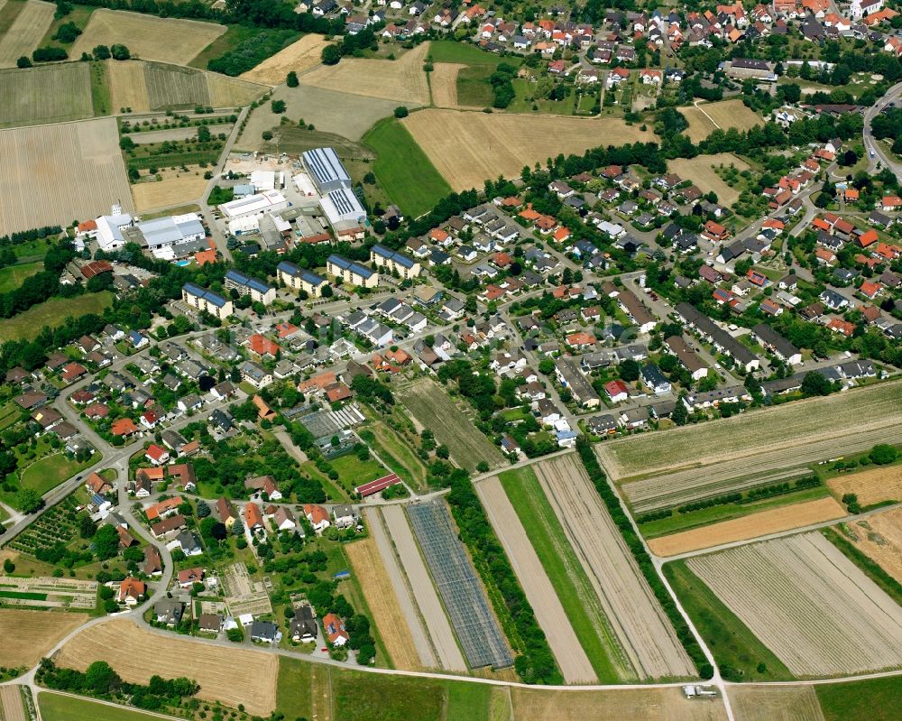 Luftaufnahme Weitenung - Baustelle Mischbebauung eines Wohngebiets mit Mehrfamilienhäusern und Einfamilienhäusern in Weitenung im Bundesland Baden-Württemberg, Deutschland