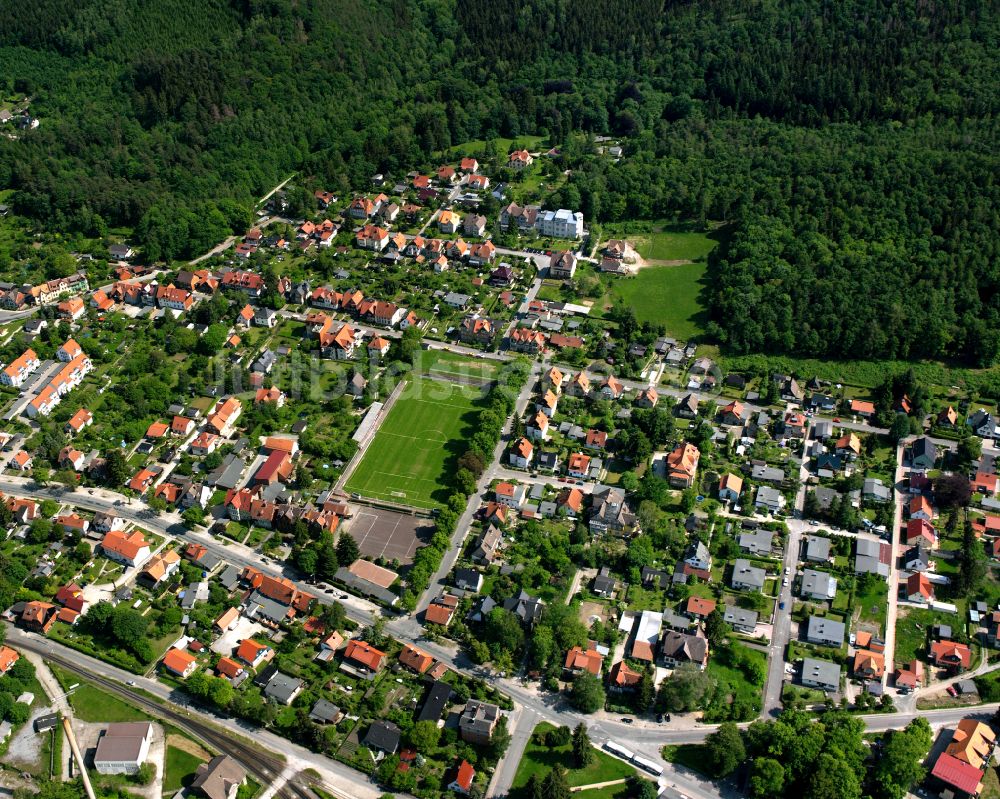 Luftaufnahme Wernigerode - Baustelle Mischbebauung eines Wohngebiets mit Mehrfamilienhäusern und Einfamilienhäusern in Wernigerode im Bundesland Sachsen-Anhalt, Deutschland