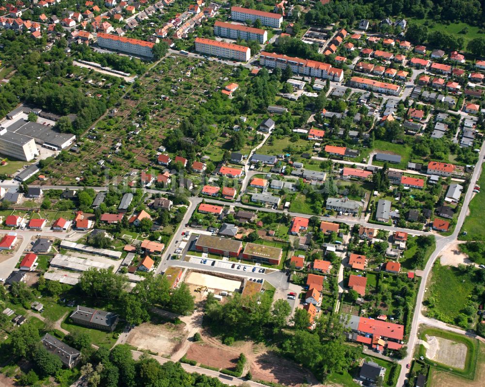 Wernigerode von oben - Baustelle Mischbebauung eines Wohngebiets mit Mehrfamilienhäusern und Einfamilienhäusern in Wernigerode im Bundesland Sachsen-Anhalt, Deutschland