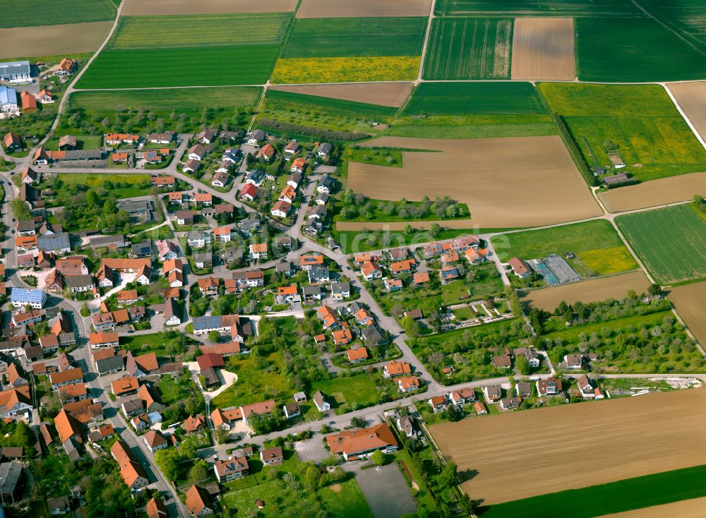 Wippingen aus der Vogelperspektive: Baustelle Mischbebauung eines Wohngebiets mit Mehrfamilienhäusern und Einfamilienhäusern in Wippingen im Bundesland Baden-Württemberg, Deutschland