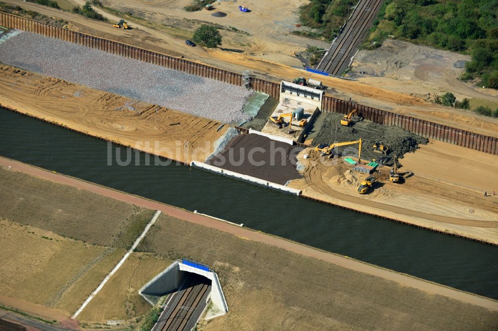 Luftaufnahme Wolmirstedt - Baustelle am Mittellandkanal bei Wolmirstedt in Sachsen-Anhalt