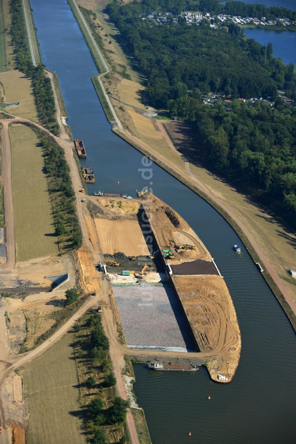 Luftbild Wolmirstedt - Baustelle am Mittellandkanal bei Wolmirstedt in Sachsen-Anhalt