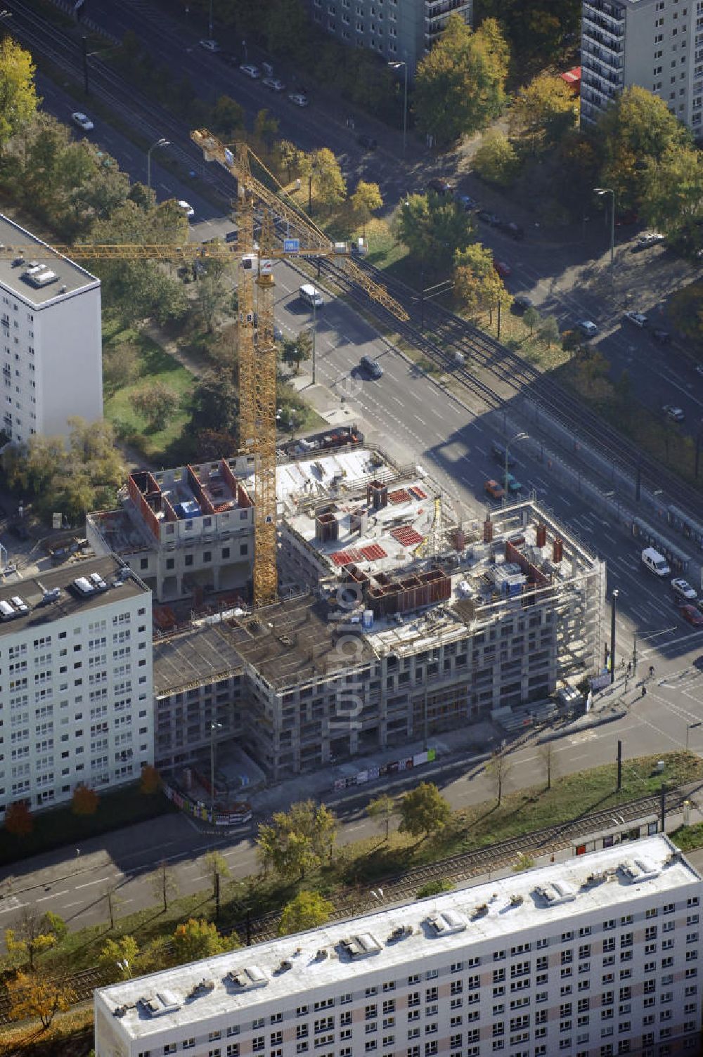 Luftaufnahme Berlin - Baustelle Mollstraße Ecke Otto-Braun-Straße