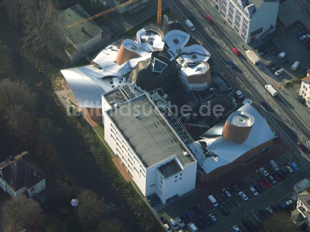 Luftaufnahme Herford - Baustelle Museums- Gebäude- Ensemble MARTa Herford im Ortsteil Elverdissen in Herford im Bundesland Nordrhein-Westfalen, Deutschland