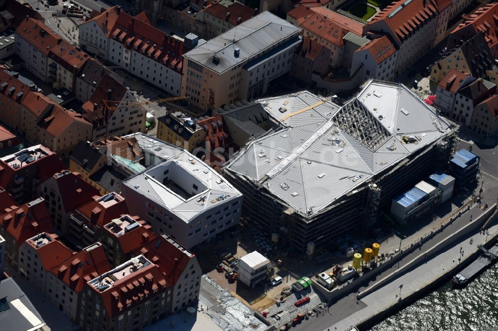 Luftbild Regensburg - Baustelle am Museums- Gebäude- Ensemble Museum der Bayerischen Geschichte in Regensburg im Bundesland Bayern, Deutschland