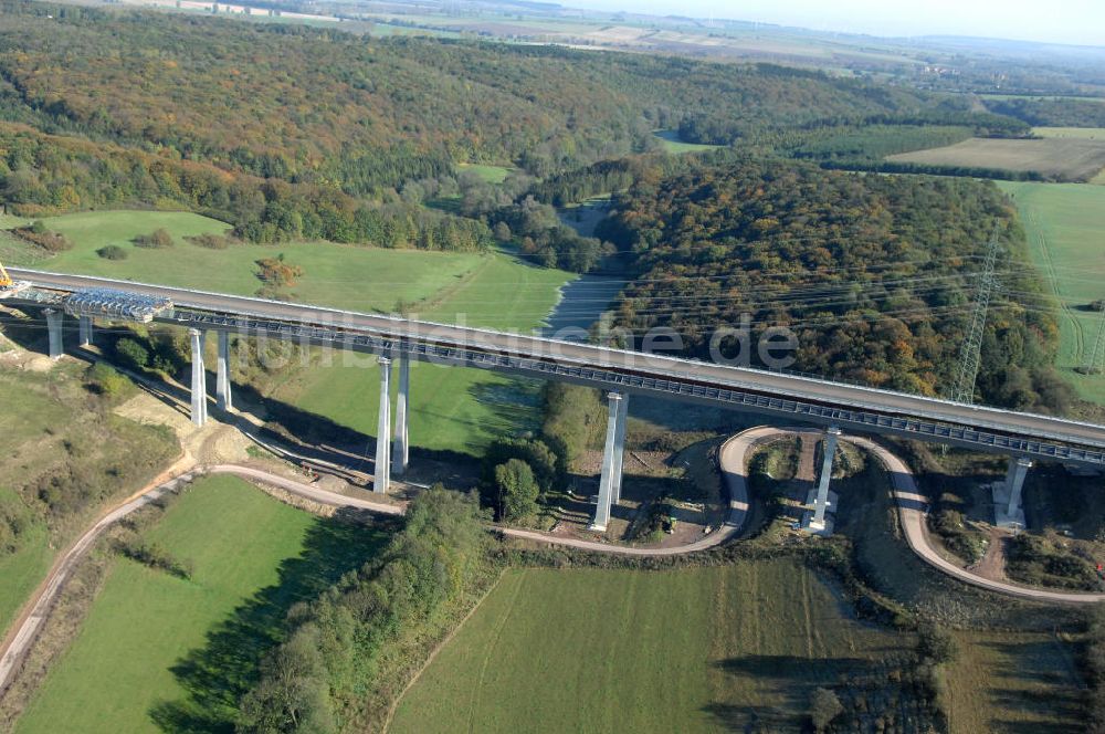 Ettenhausen von oben - Baustelle Nesseltalbrücke bei Ettenhausen