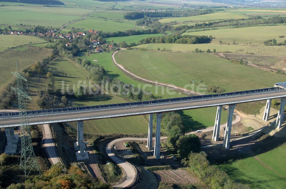 Luftaufnahme Ettenhausen - Baustelle Nesseltalbrücke bei Ettenhausen