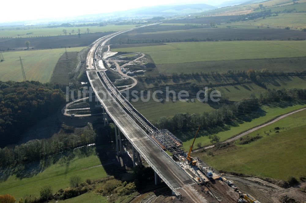 Ettenhausen aus der Vogelperspektive: Baustelle Nesseltalbrücke bei Ettenhausen