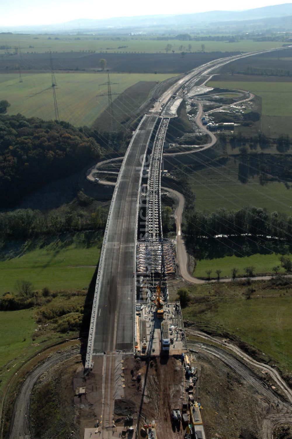 Luftbild Ettenhausen - Baustelle Nesseltalbrücke bei Ettenhausen