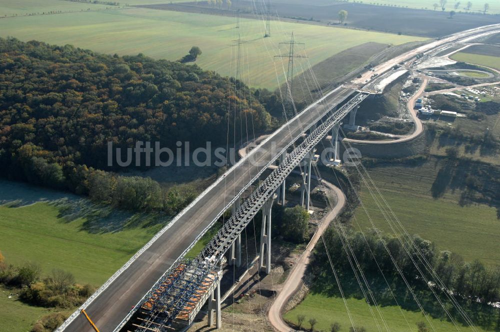 Luftaufnahme Ettenhausen - Baustelle Nesseltalbrücke bei Ettenhausen