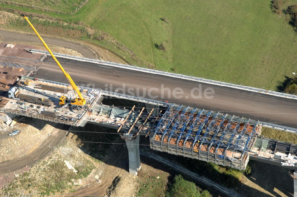 Ettenhausen von oben - Baustelle Nesseltalbrücke bei Ettenhausen