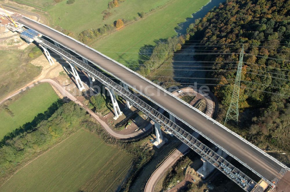 Luftaufnahme Ettenhausen - Baustelle Nesseltalbrücke bei Ettenhausen