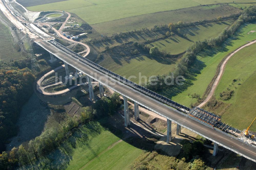 Ettenhausen aus der Vogelperspektive: Baustelle Nesseltalbrücke bei Ettenhausen